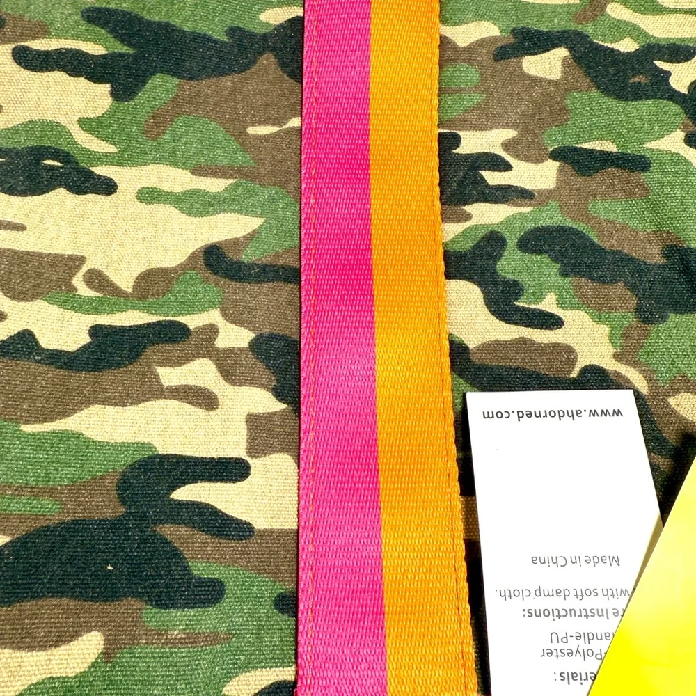 ali+donned Camo Canvas Tote with Pink & Orange Accent